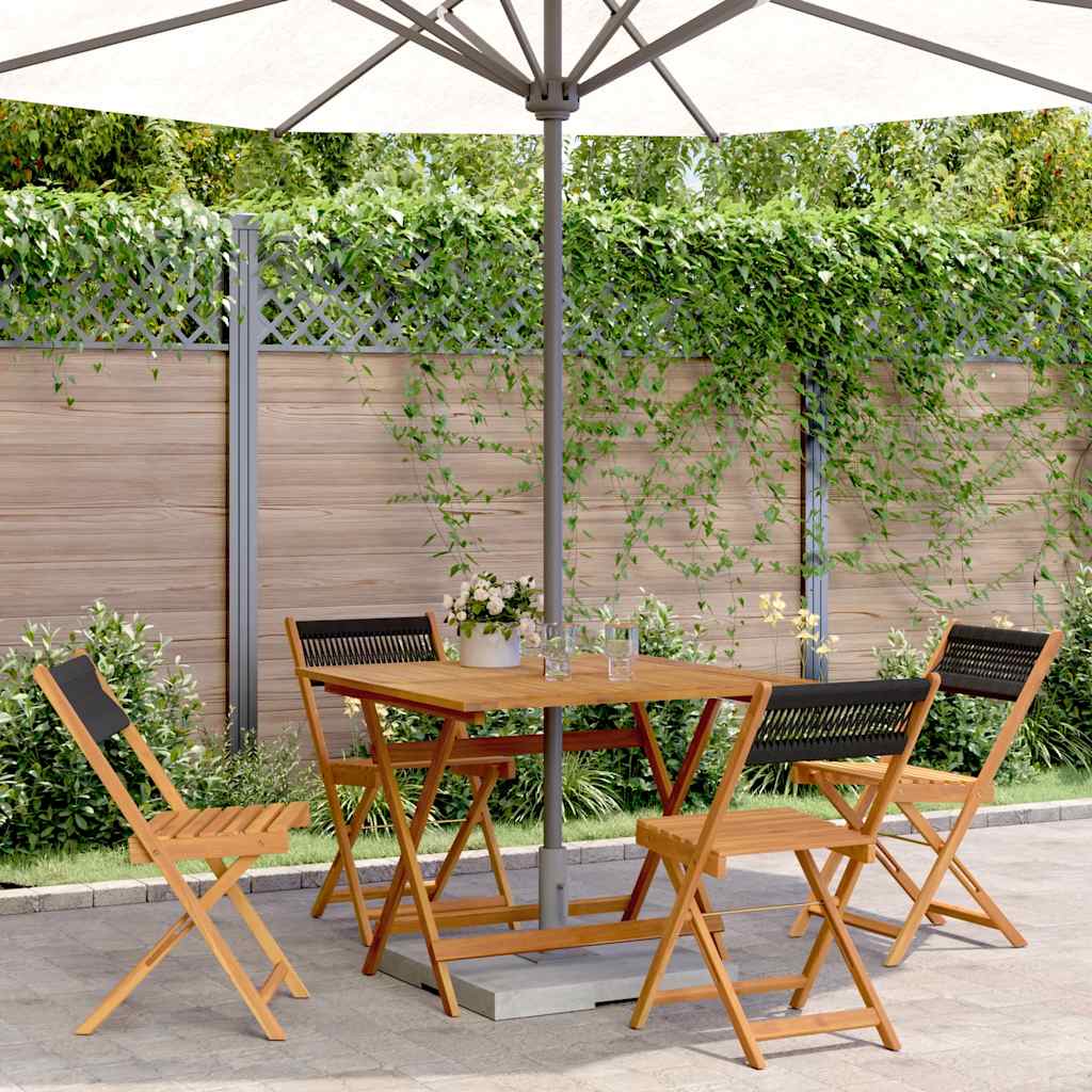 vidaXL 5 Piece Garden Dining Set Black Polypropylene and Solid Wood