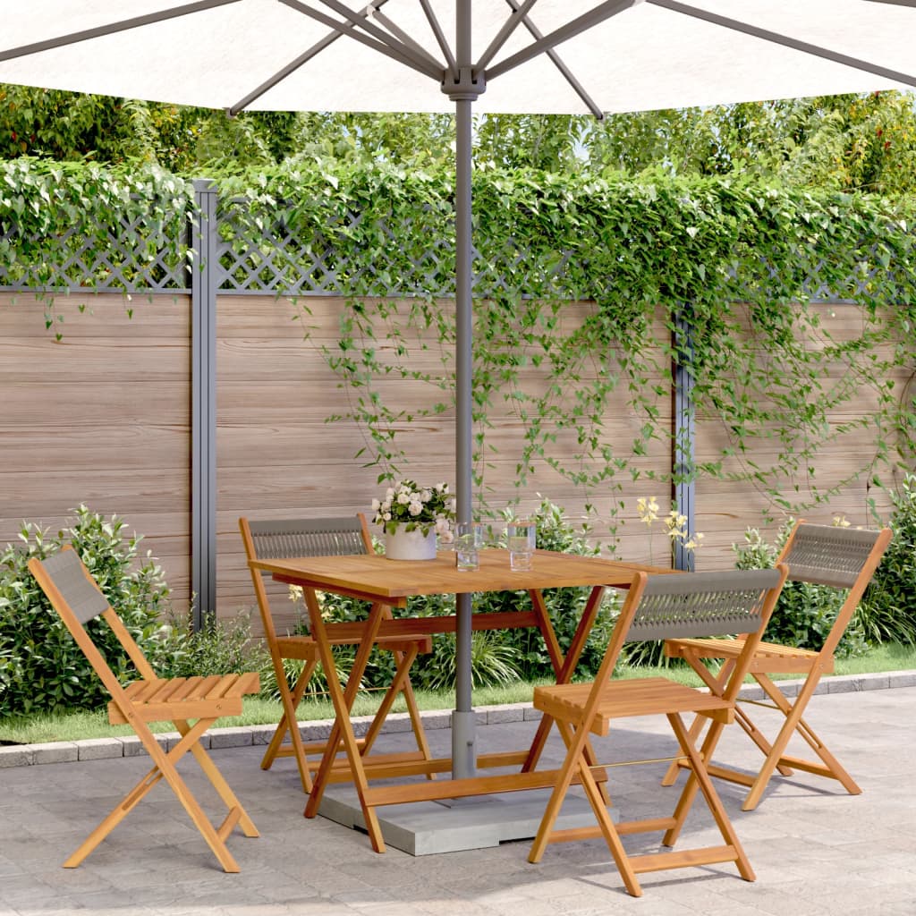 vidaXL 5 Piece Garden Dining Set Grey Polypropylene and Solid Wood