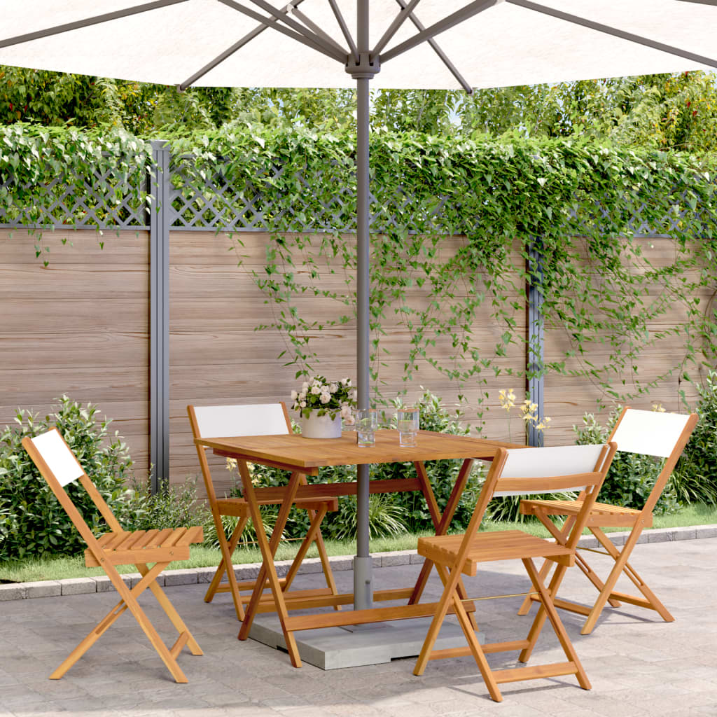 vidaXL 5 Piece Garden Dining Set Cream White Fabric and Solid Wood