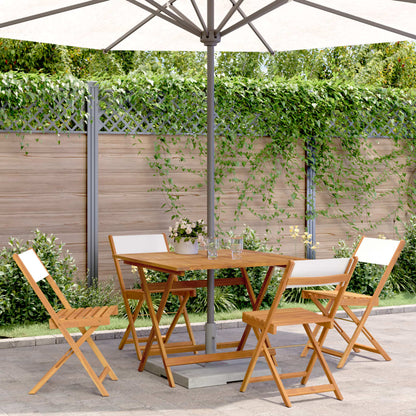 vidaXL 5 Piece Garden Dining Set Cream White Fabric and Solid Wood