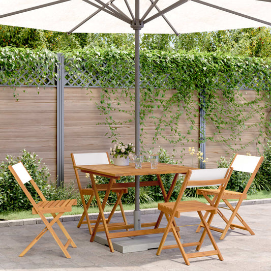 vidaXL 5 Piece Garden Dining Set Cream White Fabric and Solid Wood