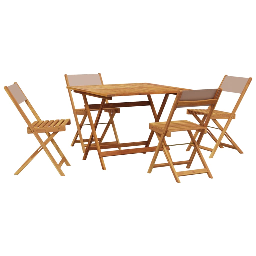 vidaXL 5 Piece Garden Dining Set Taupe Fabric and Solid Wood