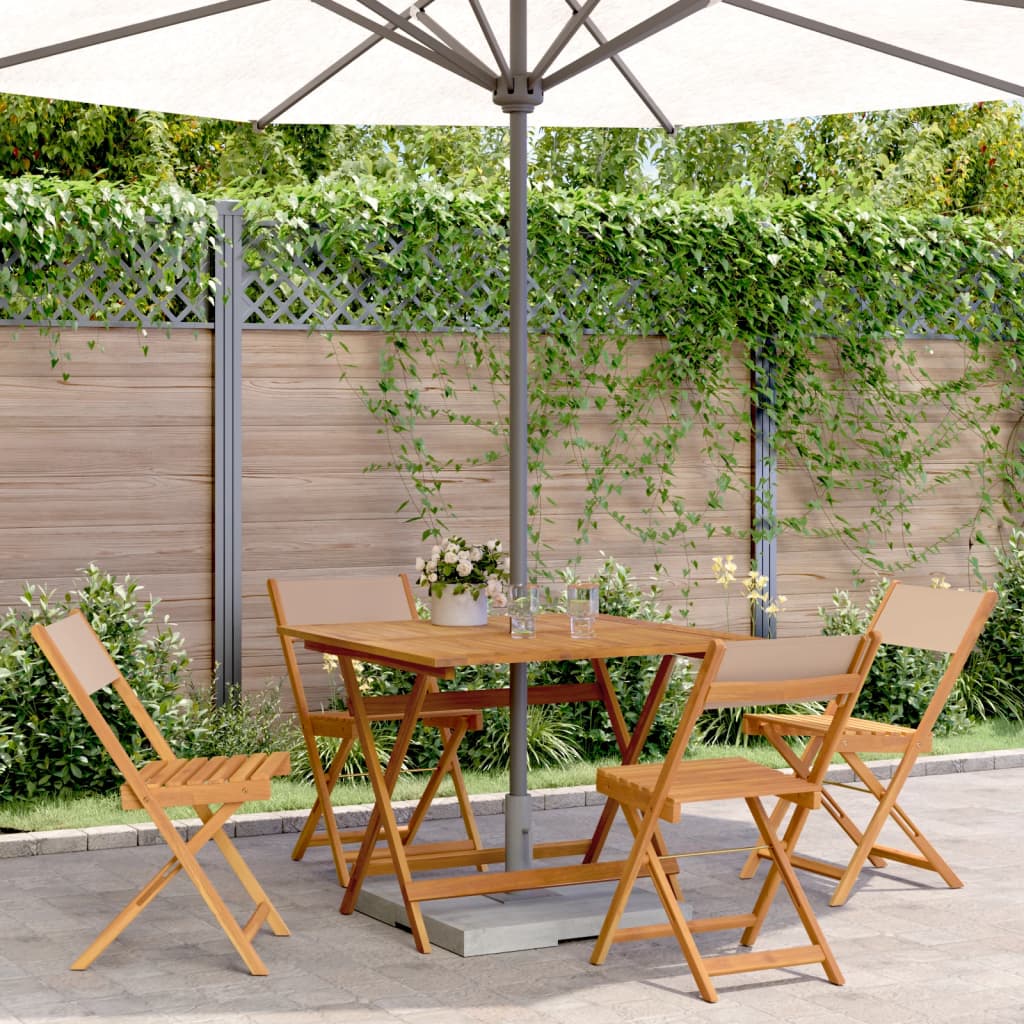 vidaXL 5 Piece Garden Dining Set Taupe Fabric and Solid Wood