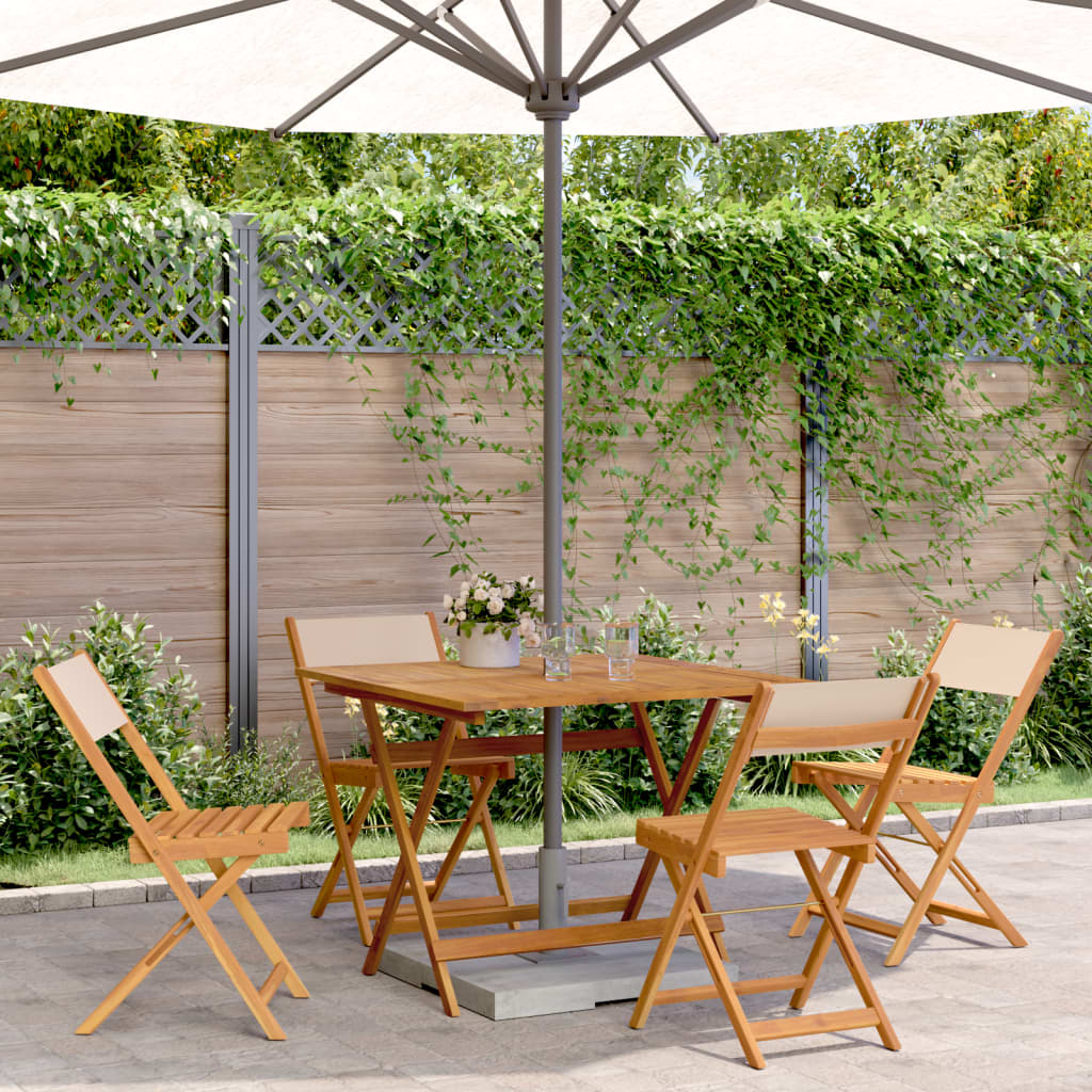 vidaXL 5 Piece Garden Dining Set Beige Fabric and Solid Wood