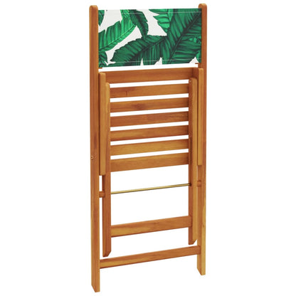 vidaXL 5 Piece Garden Dining Set Leaf Pattern Fabric and Solid Wood