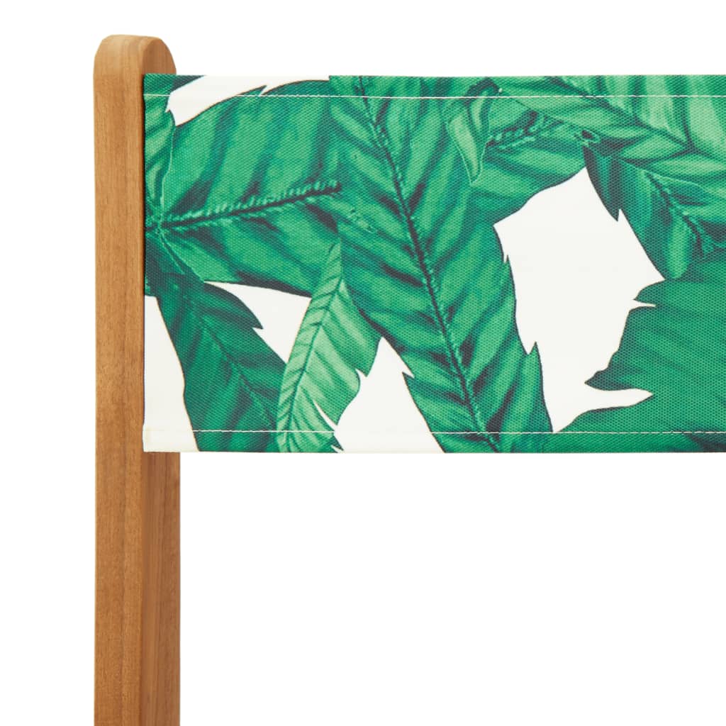 vidaXL 5 Piece Garden Dining Set Leaf Pattern Fabric and Solid Wood