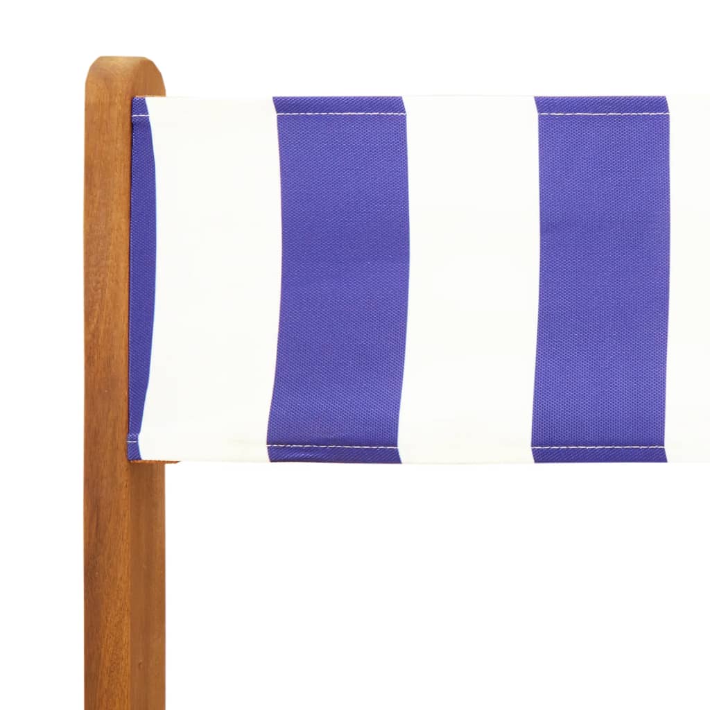 vidaXL 5 Piece Garden Dining Set Blue and White Fabric and Solid Wood