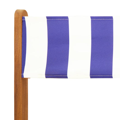 vidaXL 5 Piece Garden Dining Set Blue and White Fabric and Solid Wood