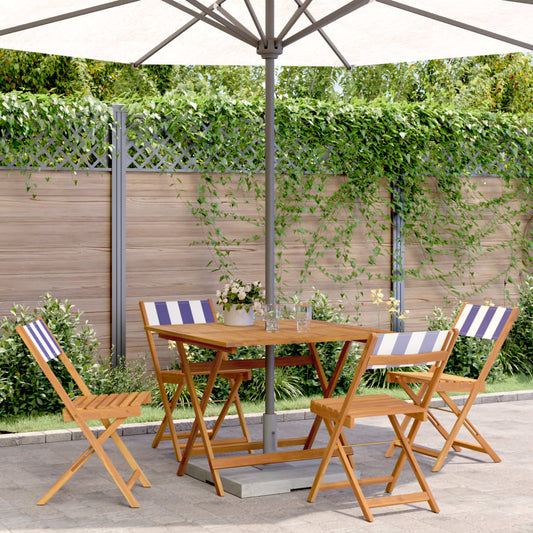 vidaXL 5 Piece Garden Dining Set Blue and White Fabric and Solid Wood