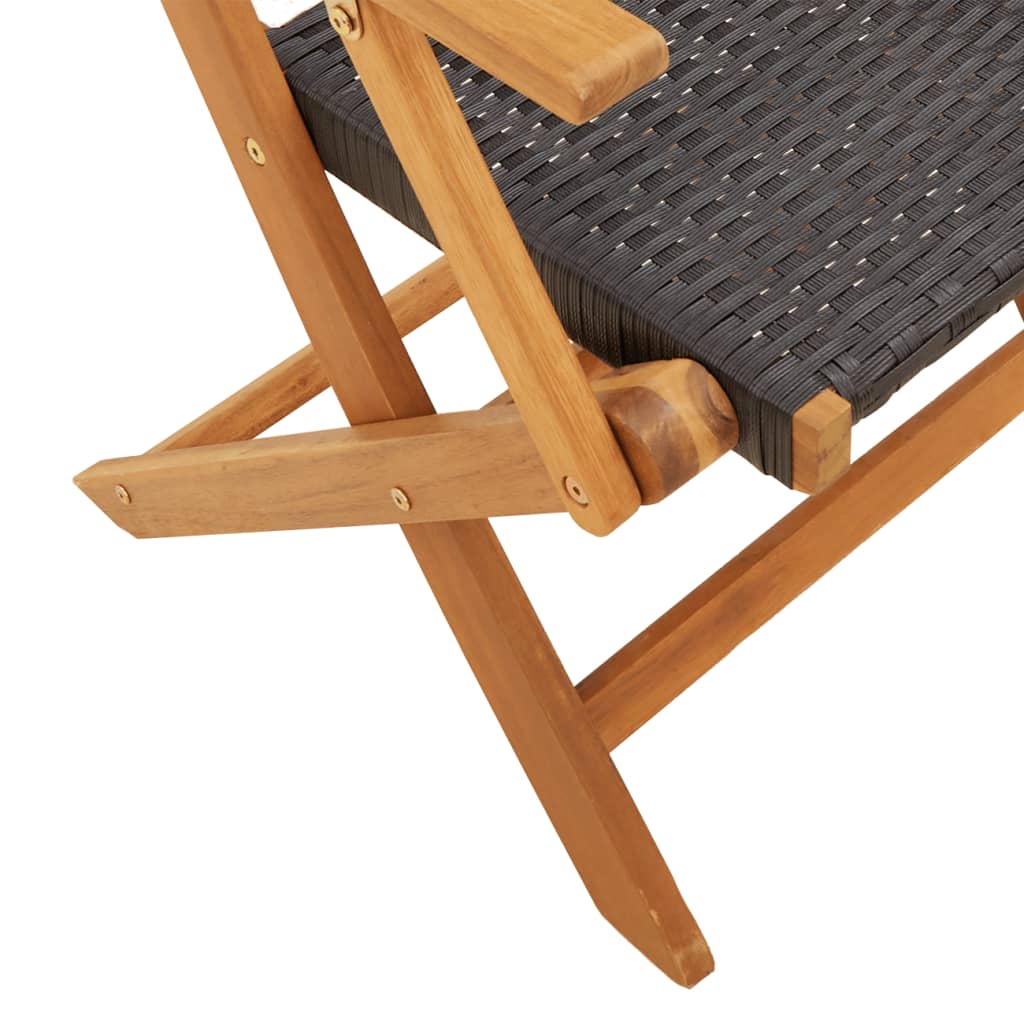 vidaXL Bistro Set | Black | Poly Rattan, Solid Acacia wood with an oil finish