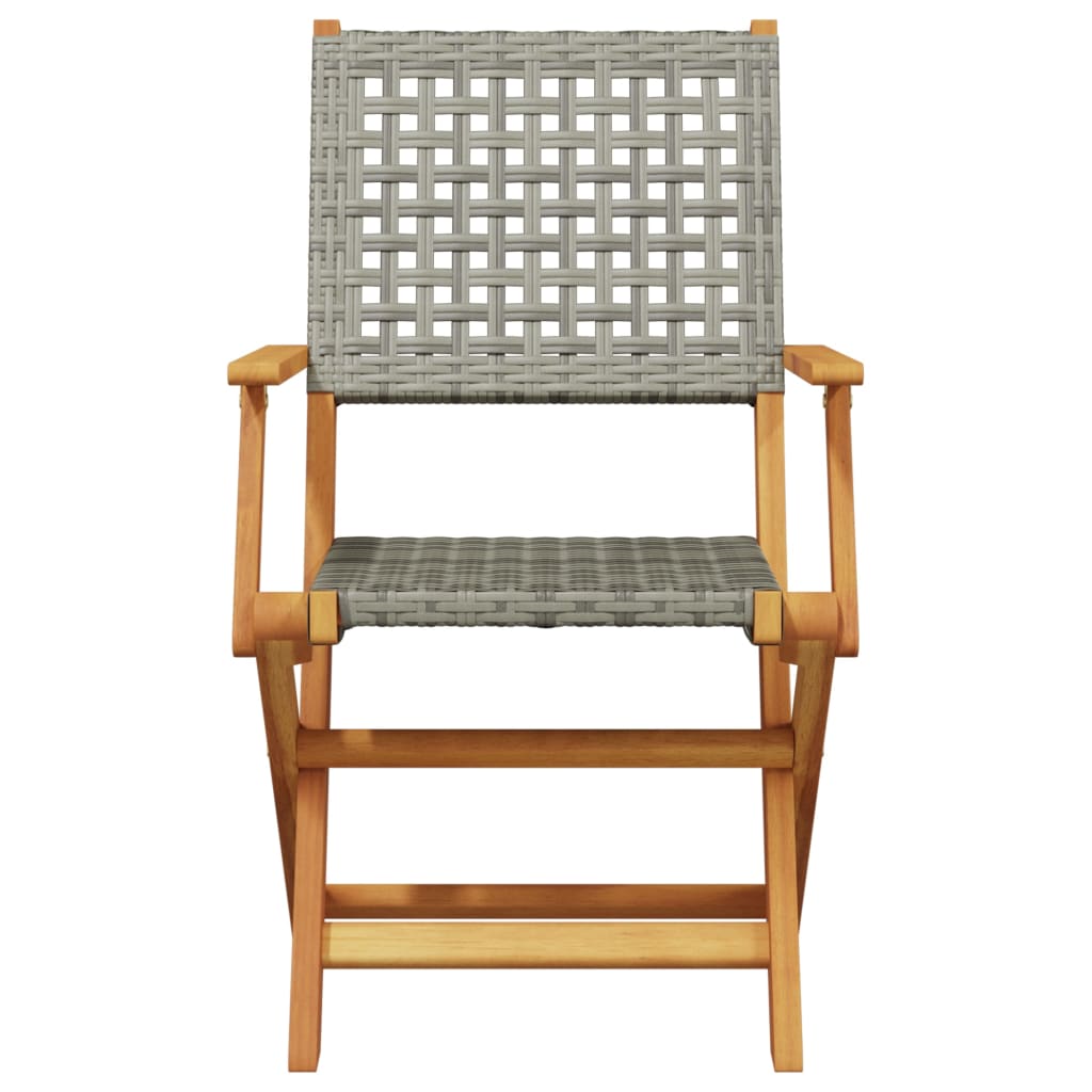 vidaXL 3 Piece Bistro Set Grey Poly Rattan and Solid Wood