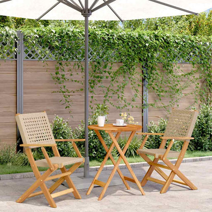 vidaXL Bistro Set | Beige | Solid Acacia wood with an oil finish, PE rattan