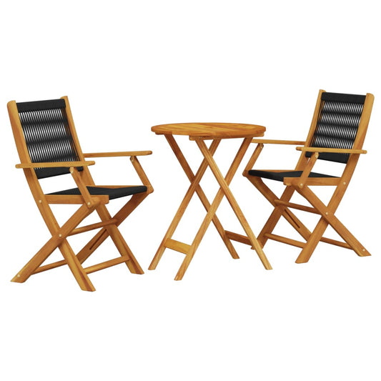 vidaXL Bistro Set | Black | Solid acacia wood, Polypropylene | Compact