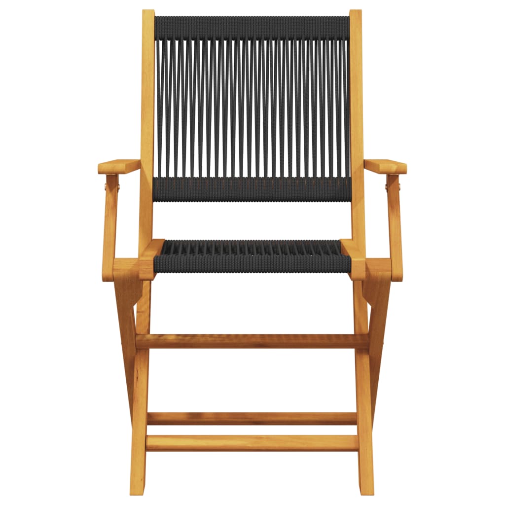 vidaXL Bistro Set | Black | Solid acacia wood, Polypropylene | Compact