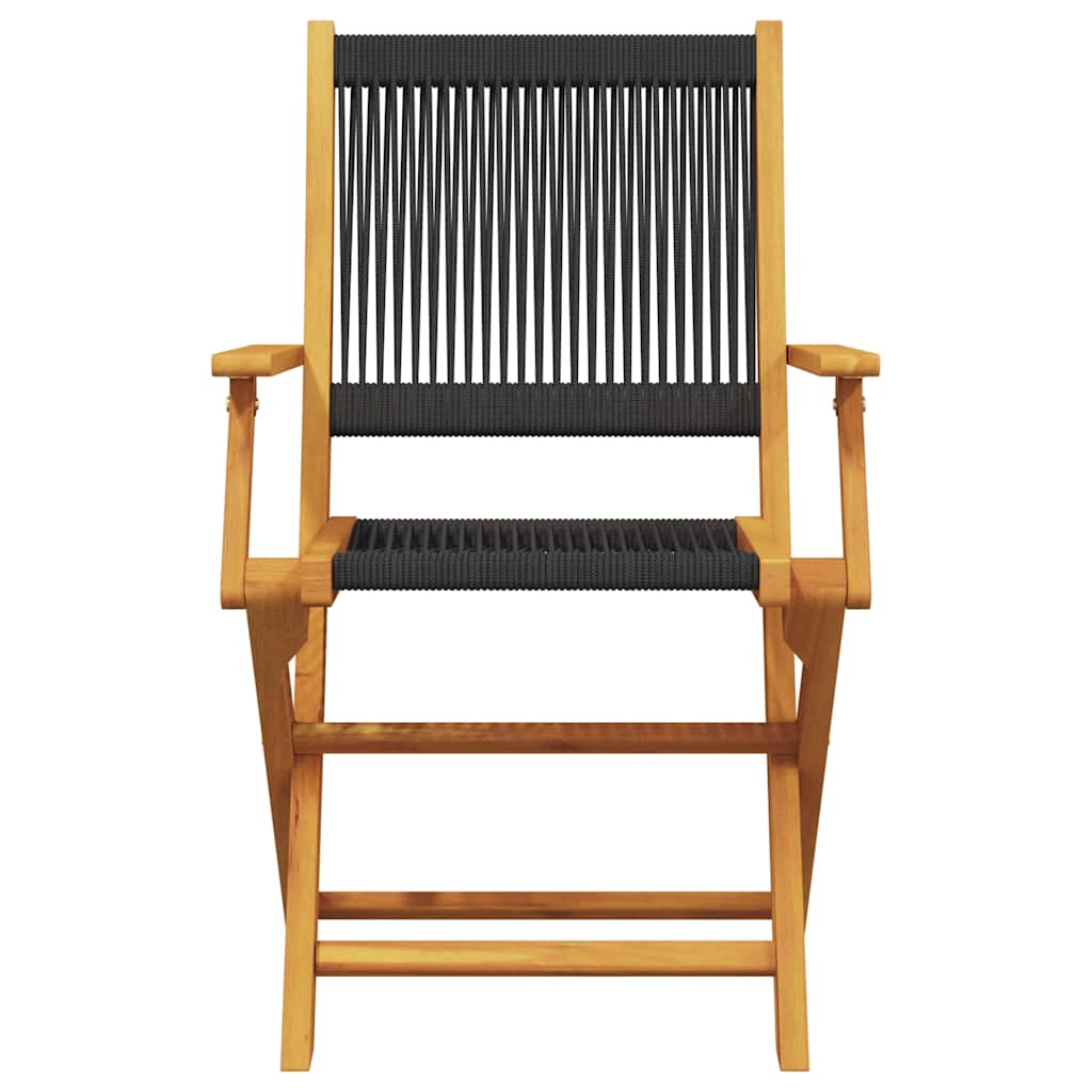vidaXL 3 Piece Bistro Set Black Polypropylene and Solid Wood