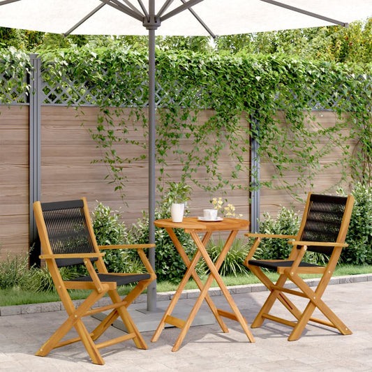 vidaXL Bistro Set | Black | Solid acacia wood, Polypropylene | Compact