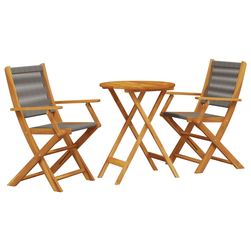 vidaXL Bistro Set | Grey | Solid acacia wood, polypropylene | Standard