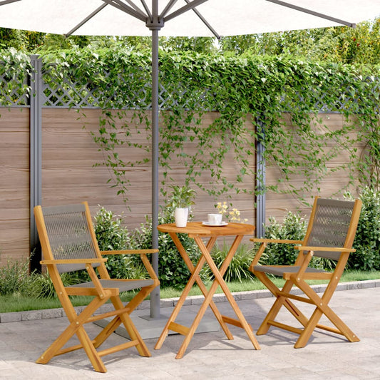 vidaXL Bistro Set | Grey | Solid acacia wood, polypropylene | Standard