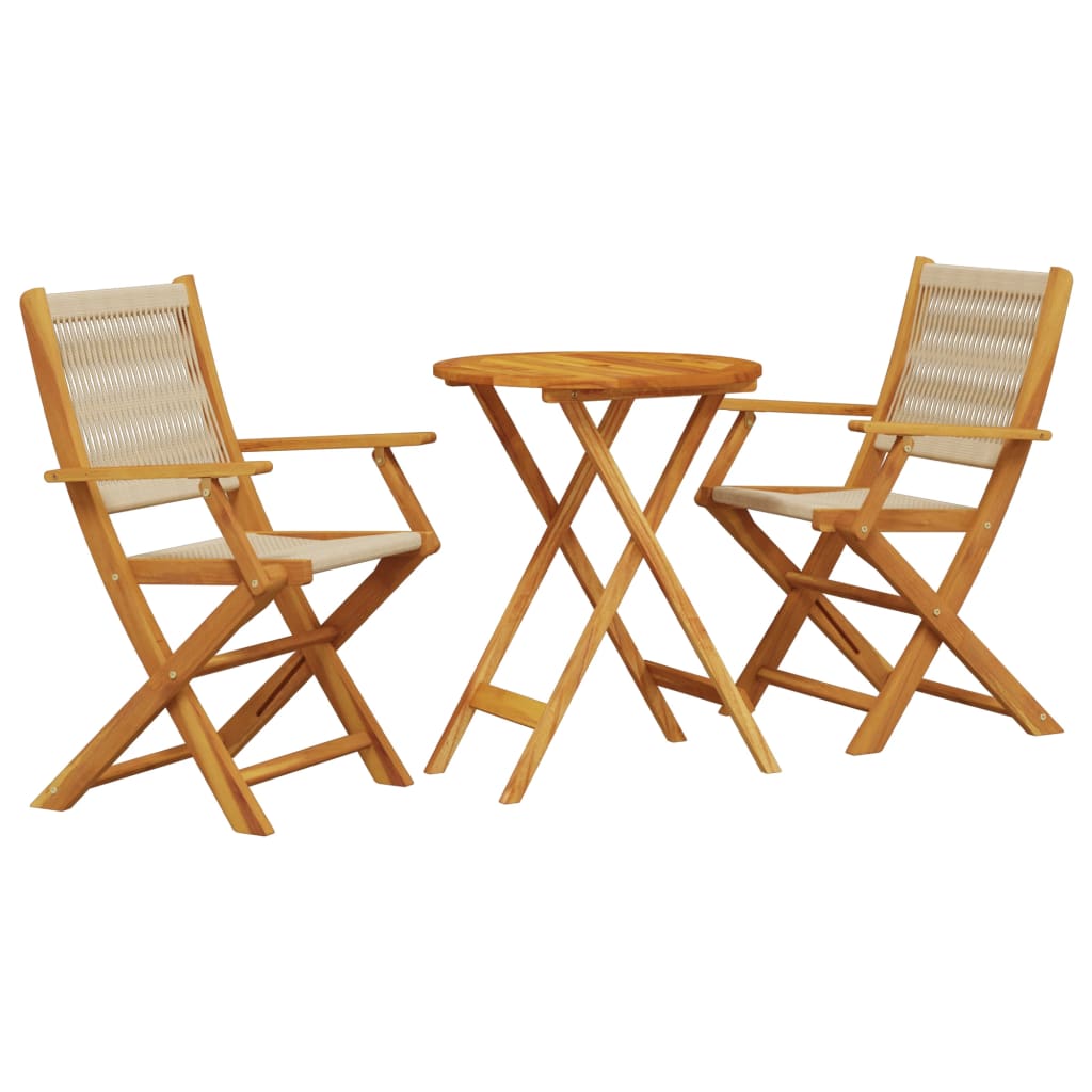 vidaXL Bistro Set | Beige | Solid acacia wood and polypropylene | Standard