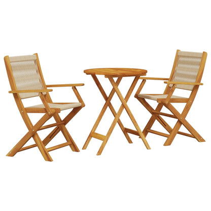 vidaXL Bistro Set | Beige | Solid acacia wood and polypropylene | Standard