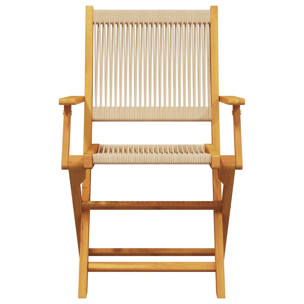 vidaXL 3 Piece Bistro Set Beige Polypropylene and Solid Wood