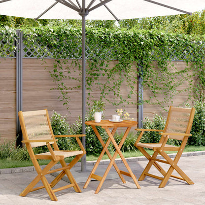 vidaXL Bistro Set | Beige | Solid acacia wood and polypropylene | Standard