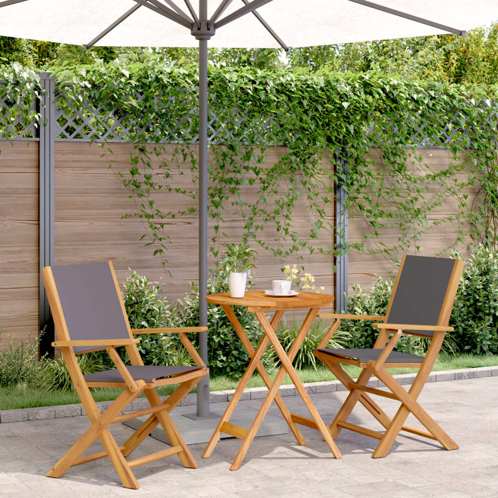 vidaXL Bistro Set | Anthracite | Solid acacia wood, polyester fabric | Small