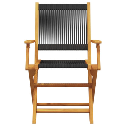 vidaXL Bistro Set | Black, Natural Wood | Solid Acacia wood, Polypropylene