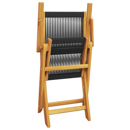 vidaXL Bistro Set | Black, Natural Wood | Solid Acacia wood, Polypropylene