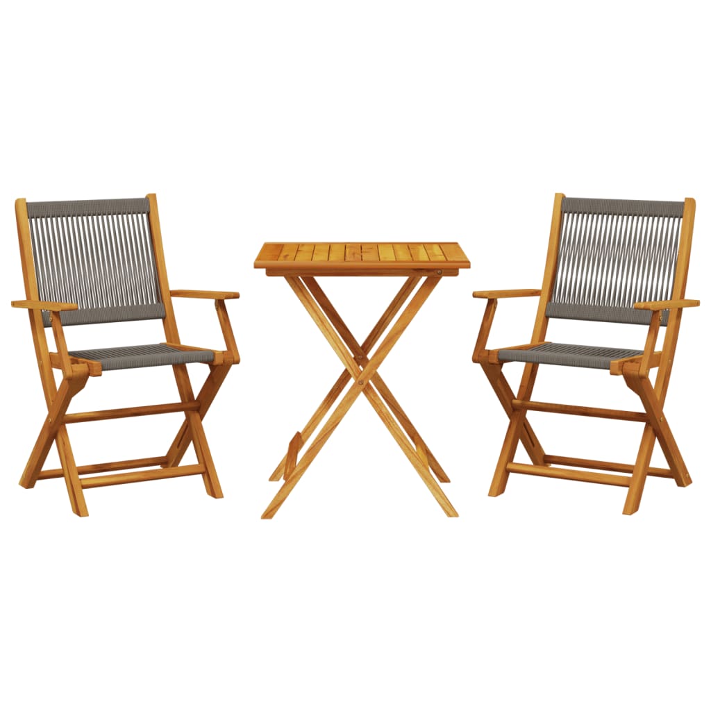 vidaXL Bistro Set | Grey | Solid acacia wood, Polypropylene | Compact
