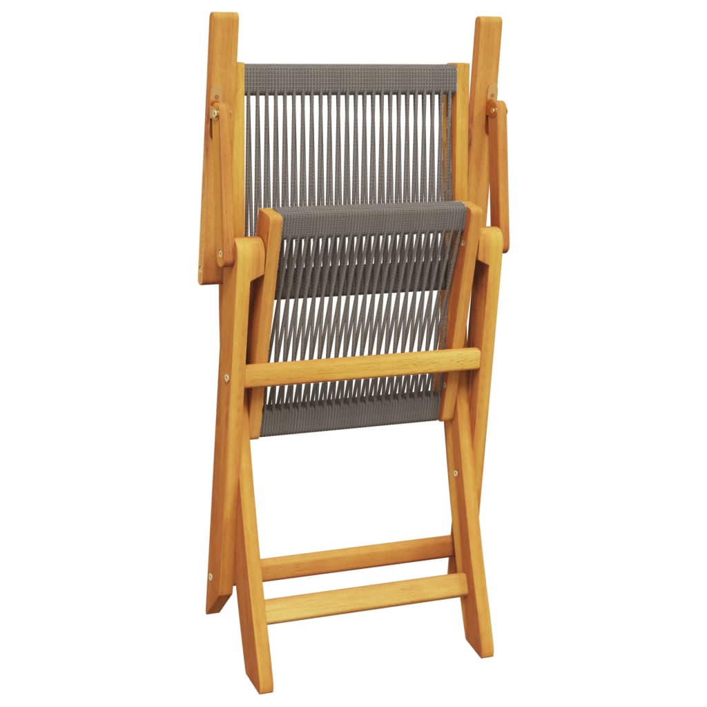 vidaXL Bistro Set | Grey | Solid acacia wood, Polypropylene | Compact