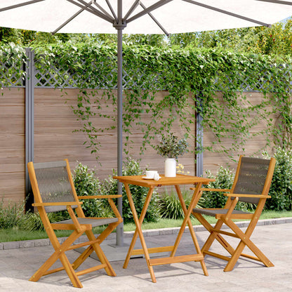 vidaXL Bistro Set | Grey | Solid acacia wood, Polypropylene | Compact