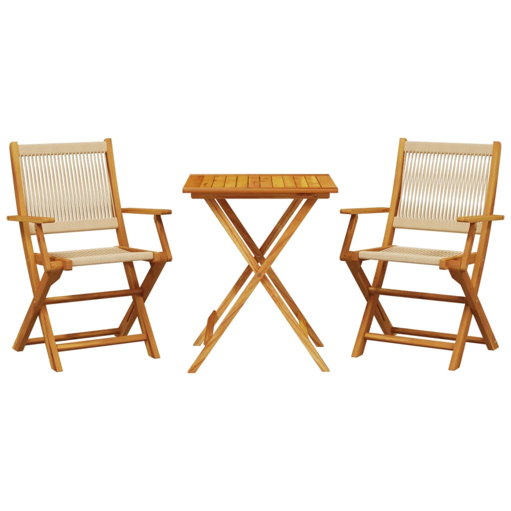 vidaXL Bistro Set | Beige | Solid acacia wood, Polypropylene | Compact