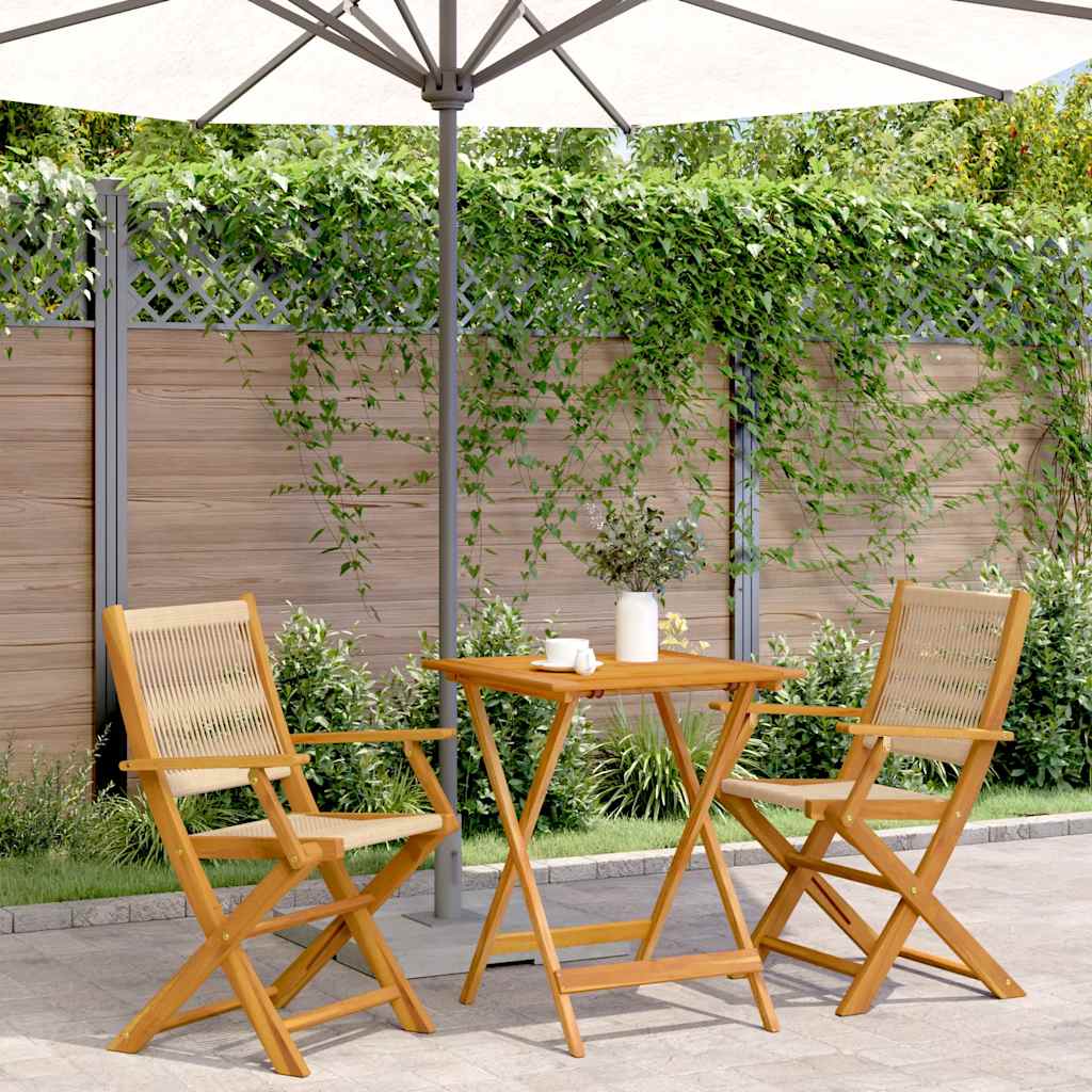 vidaXL Bistro Set | Beige | Solid acacia wood, Polypropylene | Compact