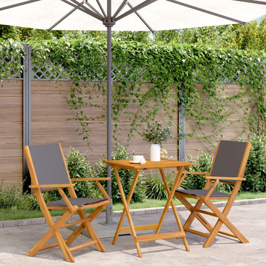 vidaXL Bistro Set | Anthracite | Solid Acacia wood, 100% polyester fabric