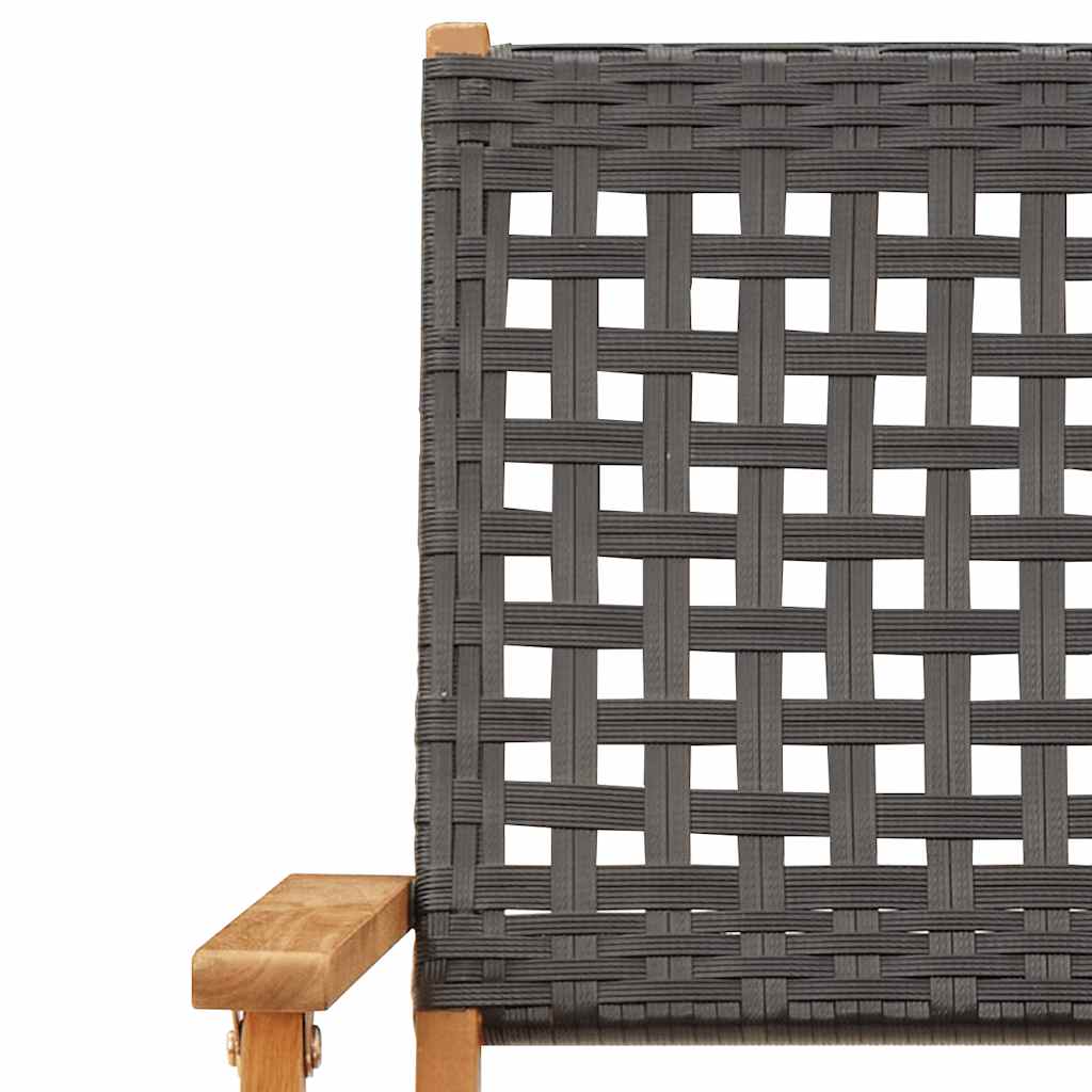 vidaXL 5 Piece Garden Dining Set Black Poly Rattan and Solid Wood