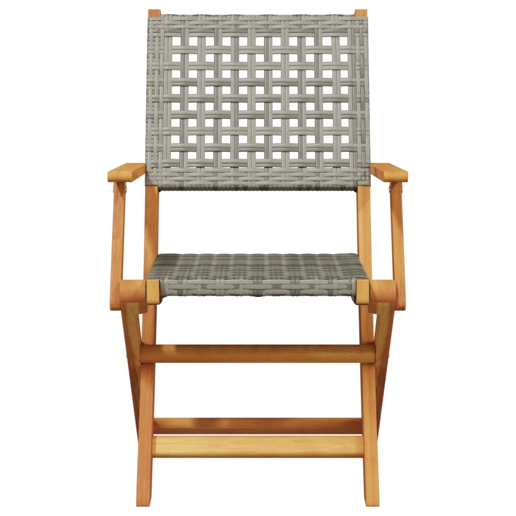 vidaXL 5 Piece Garden Dining Set Grey Poly Rattan and Solid Wood