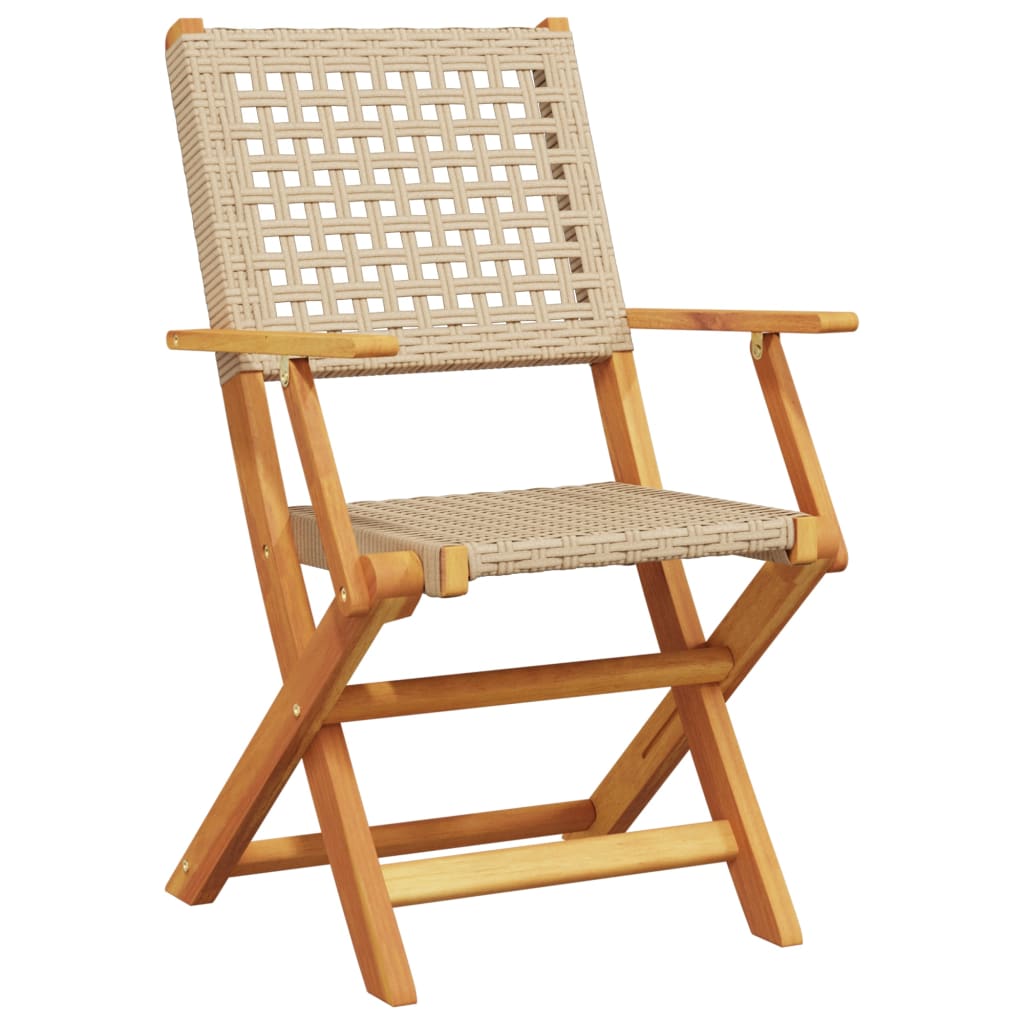 vidaXL 5 Piece Garden Dining Set Beige Poly Rattan and Solid Wood
