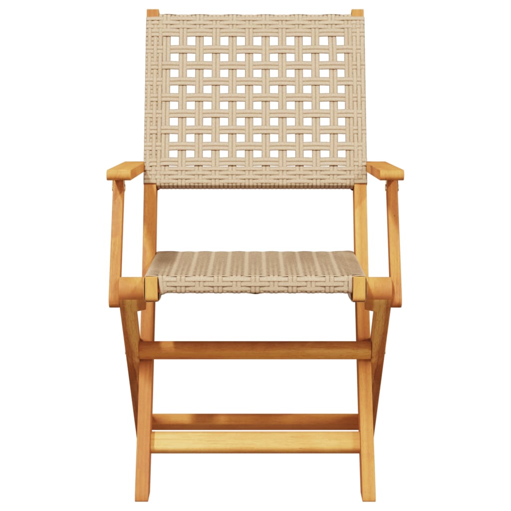 vidaXL 5 Piece Garden Dining Set Beige Poly Rattan and Solid Wood