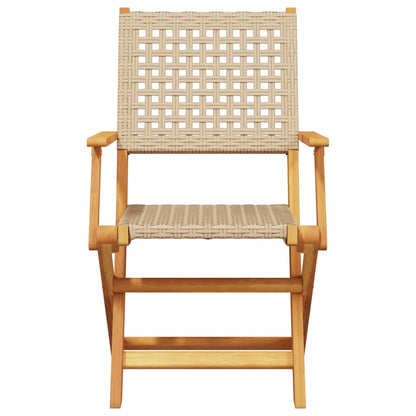 vidaXL 5 Piece Garden Dining Set Beige Poly Rattan and Solid Wood