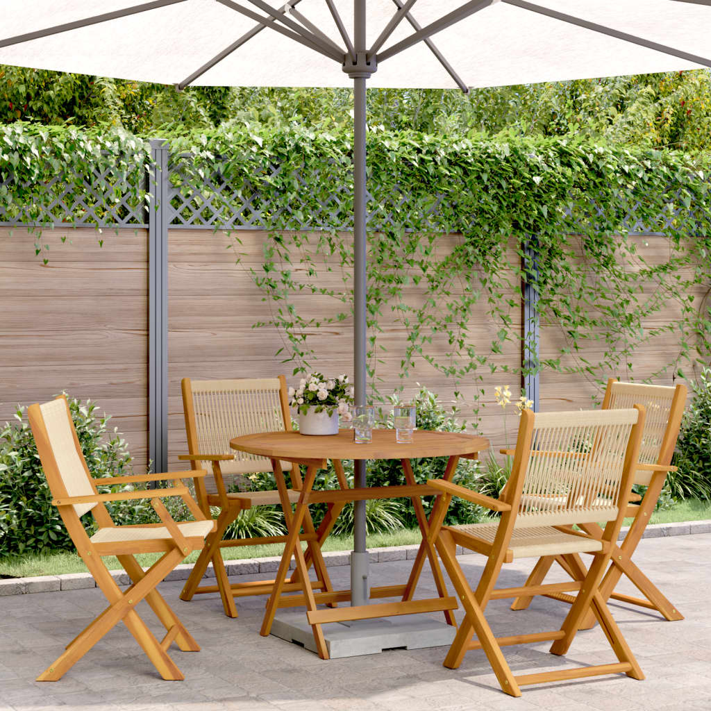 vidaXL 5 Piece Garden Dining Set Beige Polypropylene and Solid Wood
