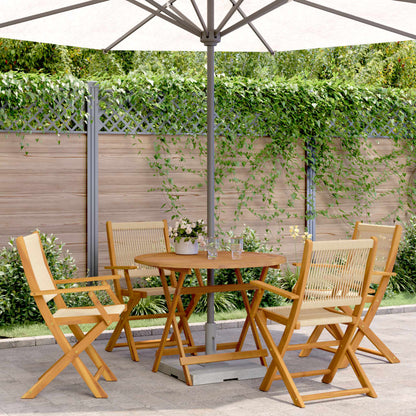vidaXL 5 Piece Garden Dining Set Beige Polypropylene and Solid Wood