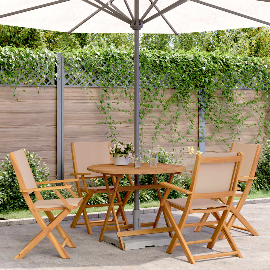 vidaXL 5 Piece Garden Dining Set Taupe Fabric and Solid Wood