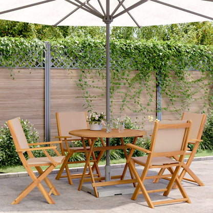vidaXL 5 Piece Garden Dining Set Taupe Fabric and Solid Wood