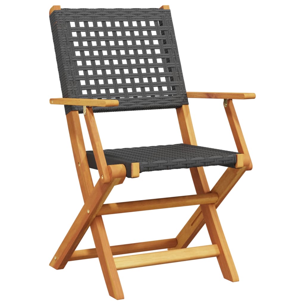 vidaXL 5 Piece Garden Dining Set Black Poly Rattan and Solid Wood