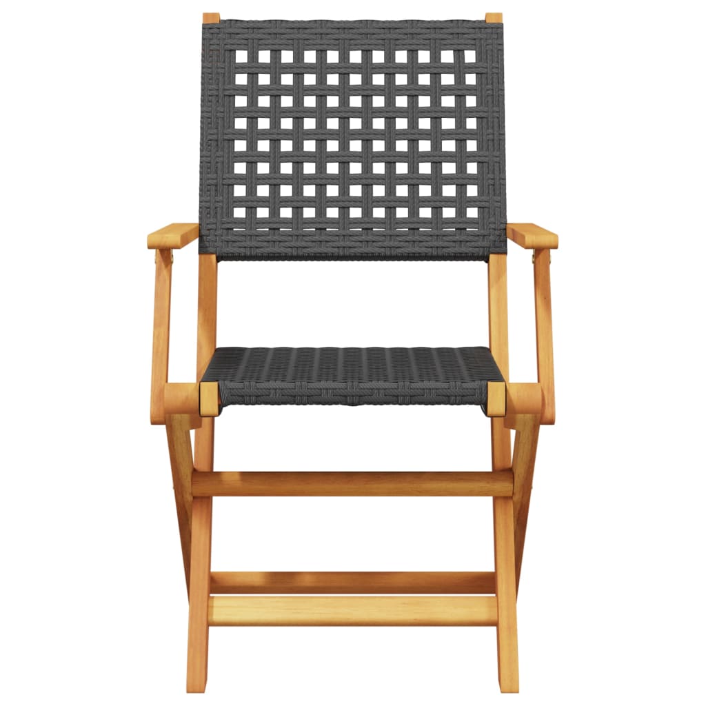 vidaXL 5 Piece Garden Dining Set Black Poly Rattan and Solid Wood