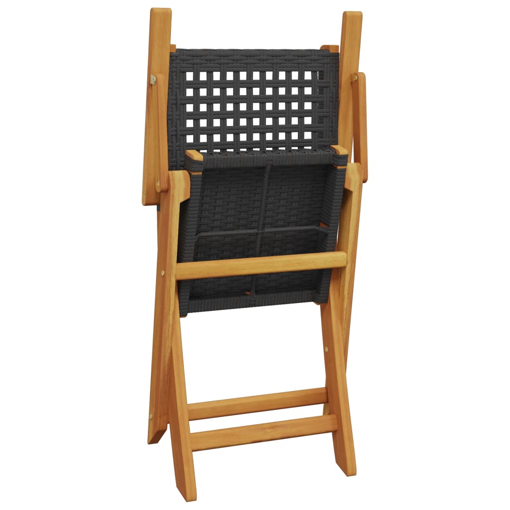 vidaXL 5 Piece Garden Dining Set Black Poly Rattan and Solid Wood