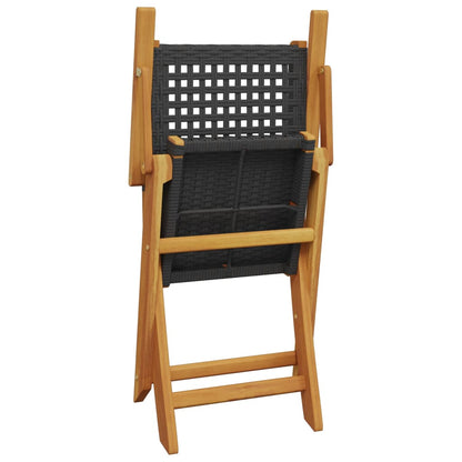 vidaXL 5 Piece Garden Dining Set Black Poly Rattan and Solid Wood