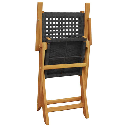 vidaXL 5 Piece Garden Dining Set Black Poly Rattan and Solid Wood