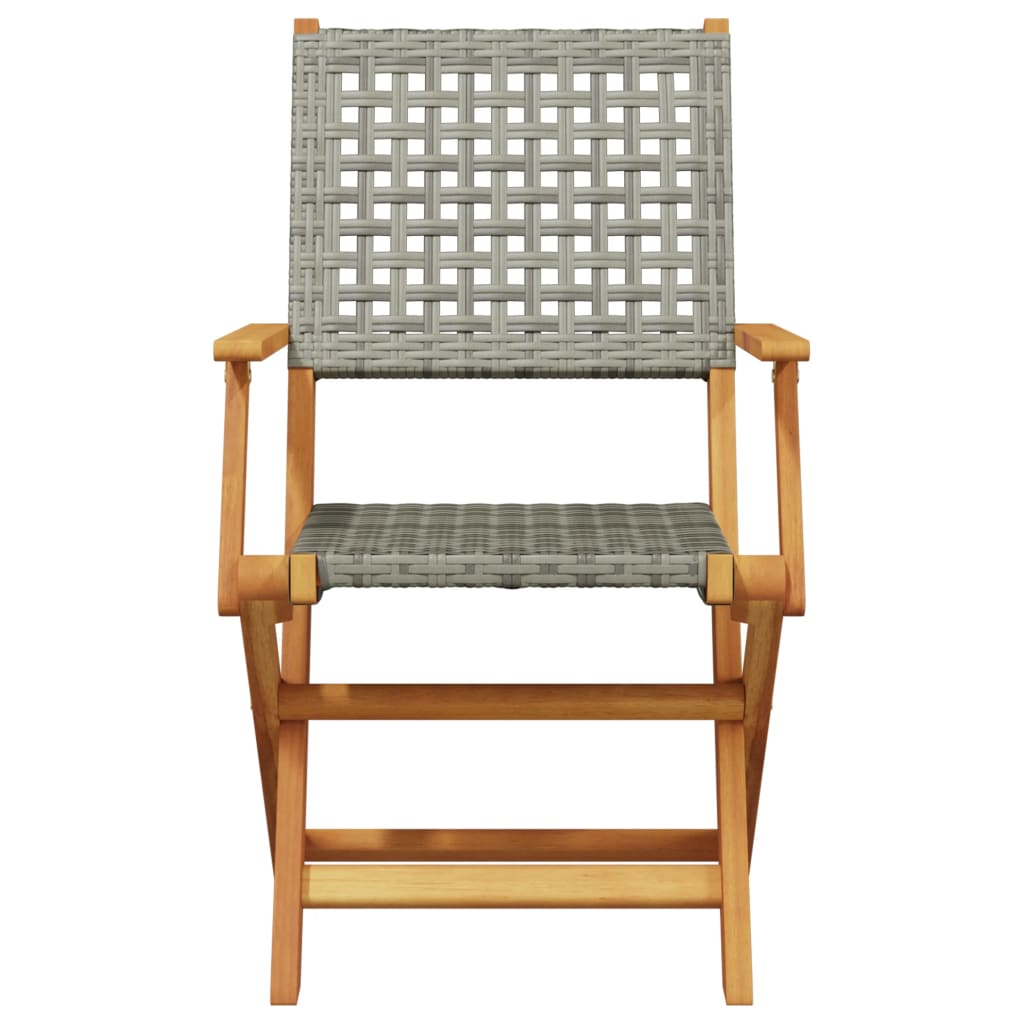 vidaXL 5 Piece Garden Dining Set Grey Poly Rattan and Solid Wood